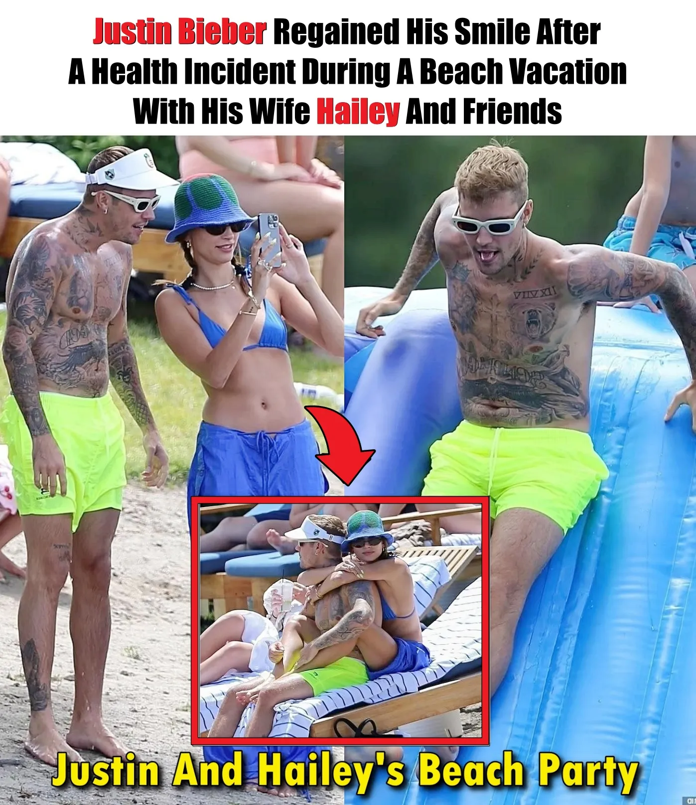 Cover Image for Justin Bieber Regained His Smile After A Health Incident During A Beach Vacation With His Wife Hailey And Friends!!