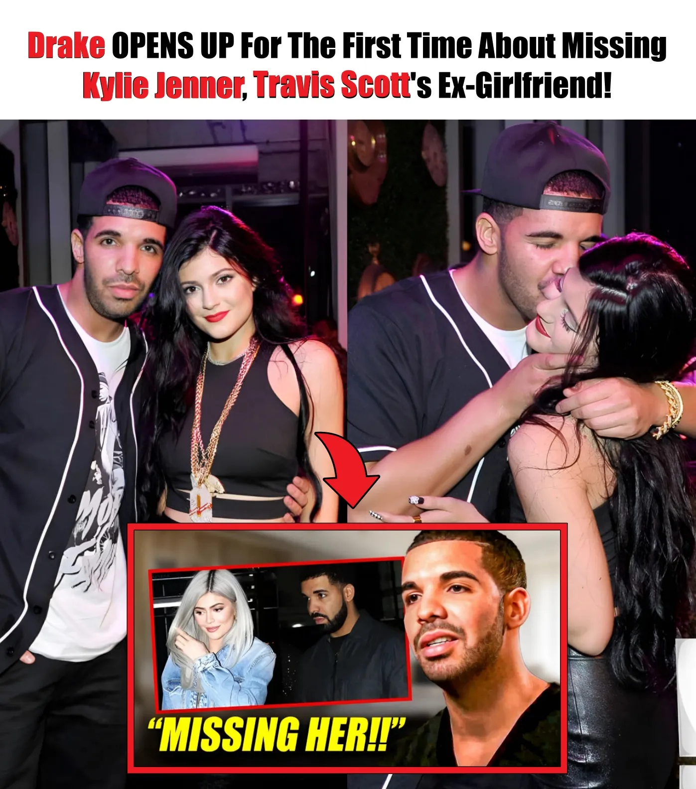 Cover Image for Drake OPENS UP For The First Time About Missing Kylie Jenner, Travis Scott’s Ex-Girlfriend!