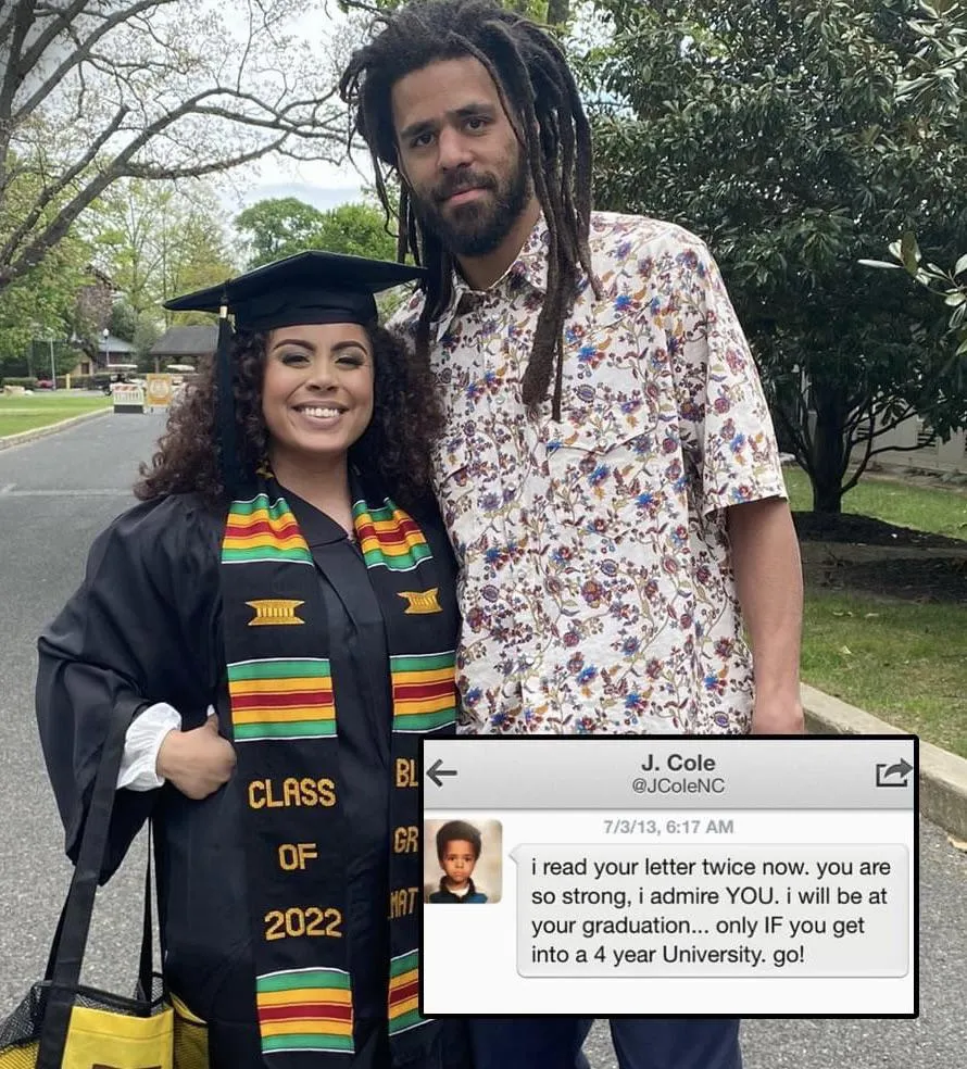 Back in 2013, J. Cole promised a fan (who was in high school at the time)  that he would attend her college graduation. Cole kept his word and was  there for her