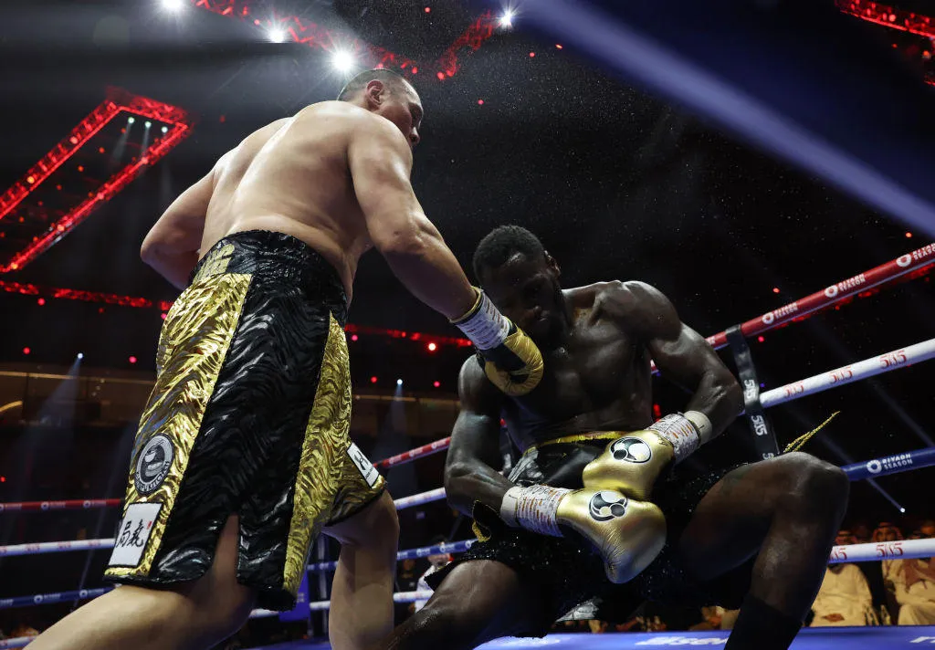 Zhang scored a destructive KO win (Picture: Mark Robinson/Matchroom Boxing/Getty Images)