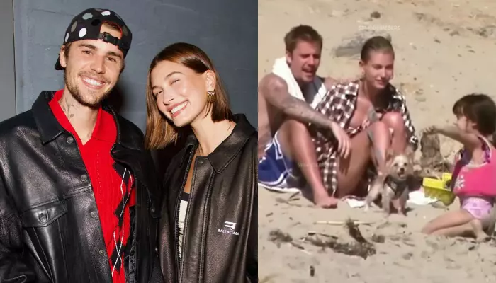 Parents-To-Be, Justin Bieber And Hailey Play With A Little Girl Who Approached Them At The Beach